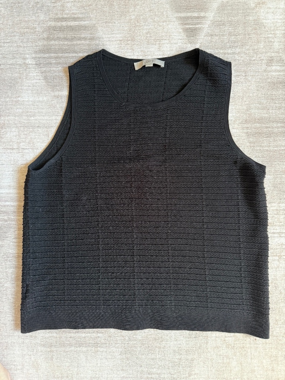 Loft Textured Ribbed Black Shell Tank Top